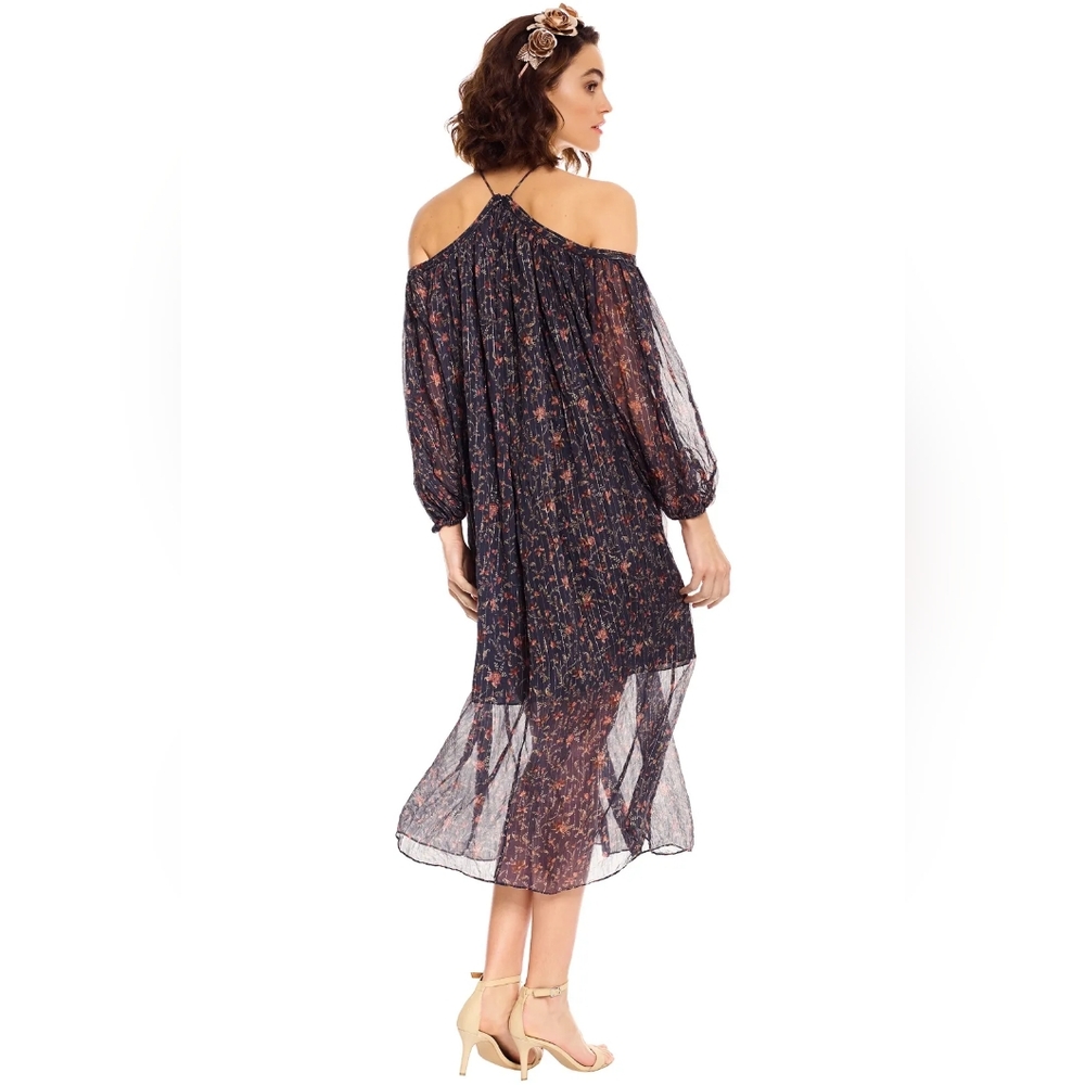 Zimmermann Havoc Suspend Silk Midi Dress Halterneck Off Shoulder Navy Sz 2/US 8 - Picture 3 of 15
